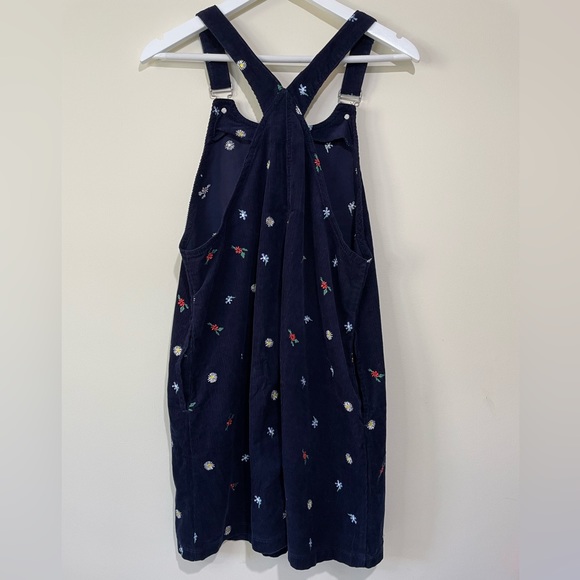 TU Navy Cord Pinafore Dress Embroidered Flowers Size 10 - Picture 6 of 8